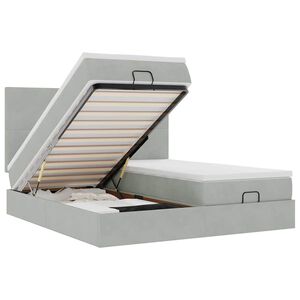 vidaXL Османска легло с матраци и LED, светлосиво, 180x200 см, кадифе