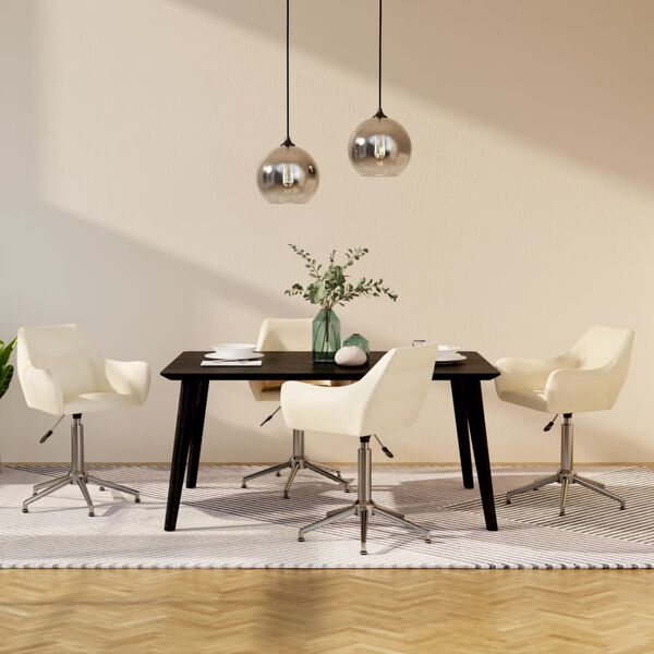 vidaXL Въртящи се трапезни столове, 4 бр, кремави, текстил