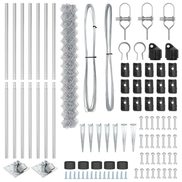vidaXL Стълб за ограда. Сребрист 10 x 1,5 м (мрежа 60 x 60 мм) Стомана
