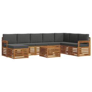 vidaXL Комплект дивани за открито 9 pcs Натурален и Антрацит