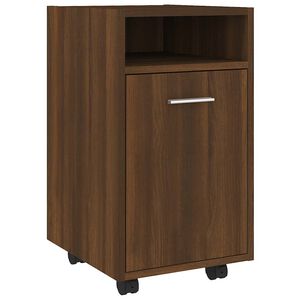 vidaXL Нощно шкафче с колелца, кафяв дъб, 33x38x60 см, инженерно дърво
