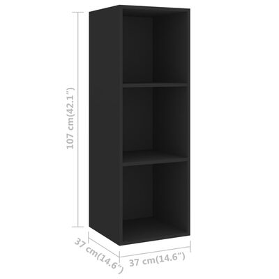 vidaXL ТВ шкафове за стенен монтаж, 2 бр, черни, ПДЧ