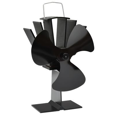 vidaXL Вентилатор за печка за топъл въздух, 3 перки, черен