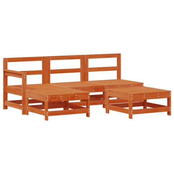 vidaXL Комплект за почивка в градина 5 pcs Восъчен Кафяв