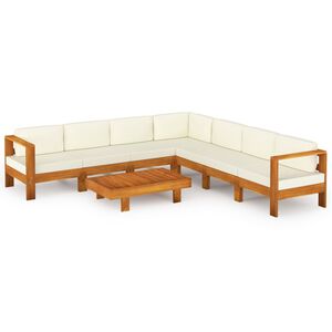 vidaXL Градински комплект с възглавници, 8 части, 100x60 см, акациево дърво