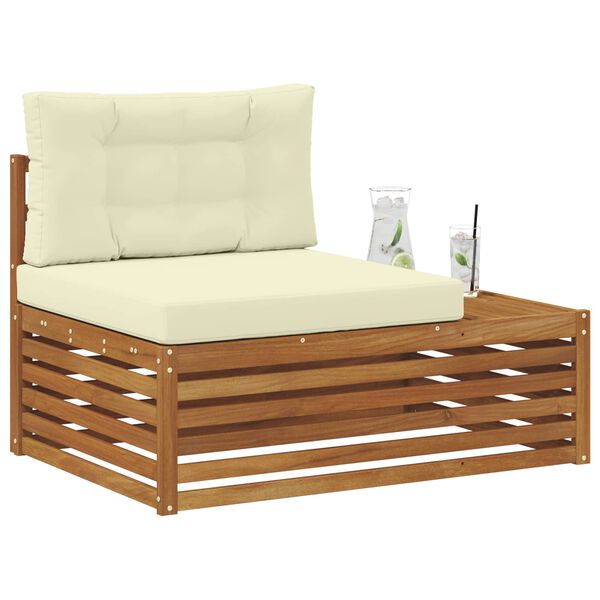 vidaXL Външен край на диван с възглавница Естествен 115 x 83 x 73 см