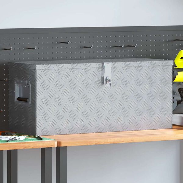 vidaXL Алуминиева кутия, 80x30x35 см, сребриста