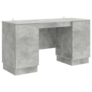 vidaXL Бюро с рафт Бетонно сиво 142,5 x 50 x 75 см Инженерна дървесина