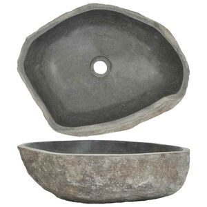 vidaXL Мивка от речен камък, овална, (45-53)x(34-41) см