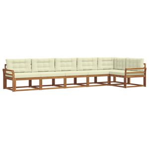 vidaXL Комплект дивани за открито 6 pcs Натурален и Крема