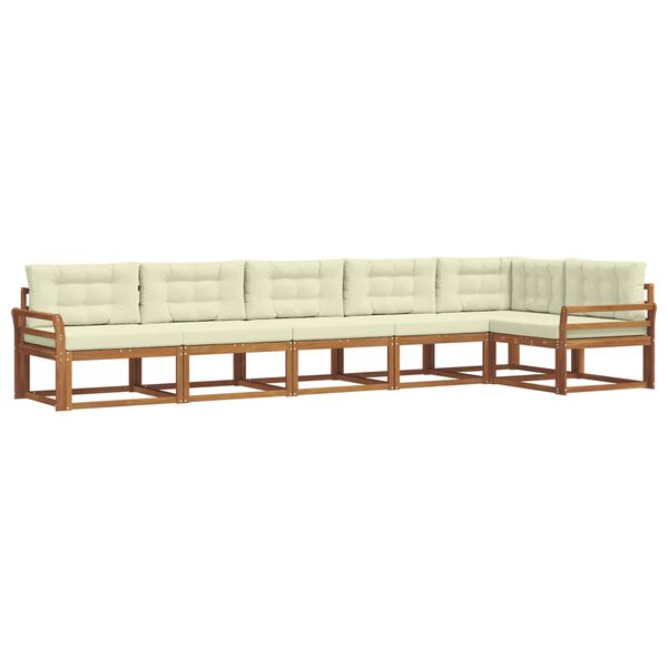 vidaXL Комплект дивани за открито 6 pcs Натурален и Крема