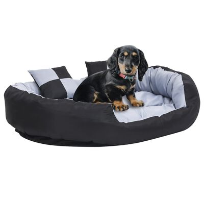vidaXL Реверсивно и миещо се кучешко легло, сиво и черно, 110x80x23 см