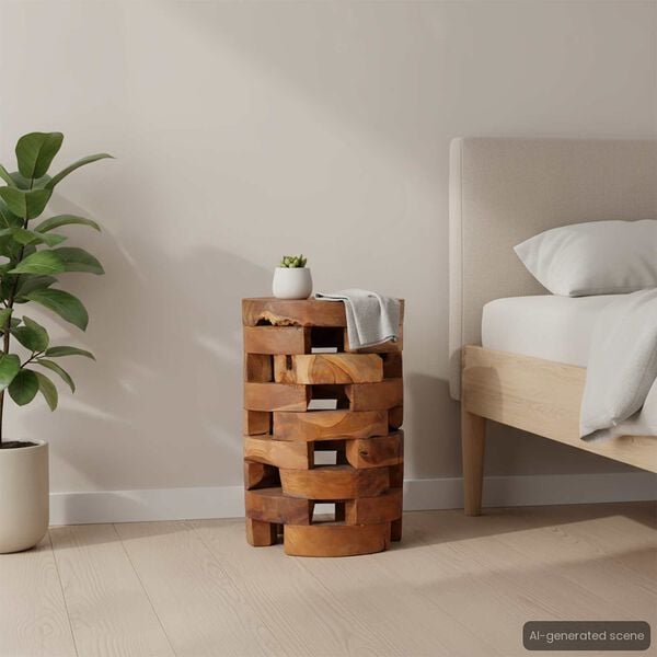 vidaXL Нощно шкафче, 30x30x45 cм, тиково дърво масив