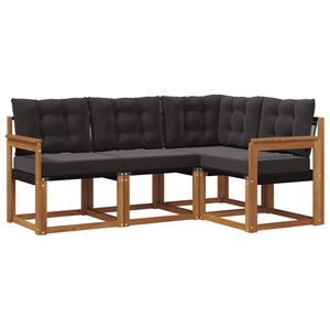 vidaXL Комплект дивани за открито 4 pcs Естествено и черно