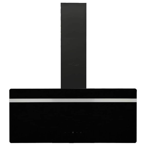 vidaXL Стенен абсорбатор, 90 см, стомана и закалено стъкло, черен