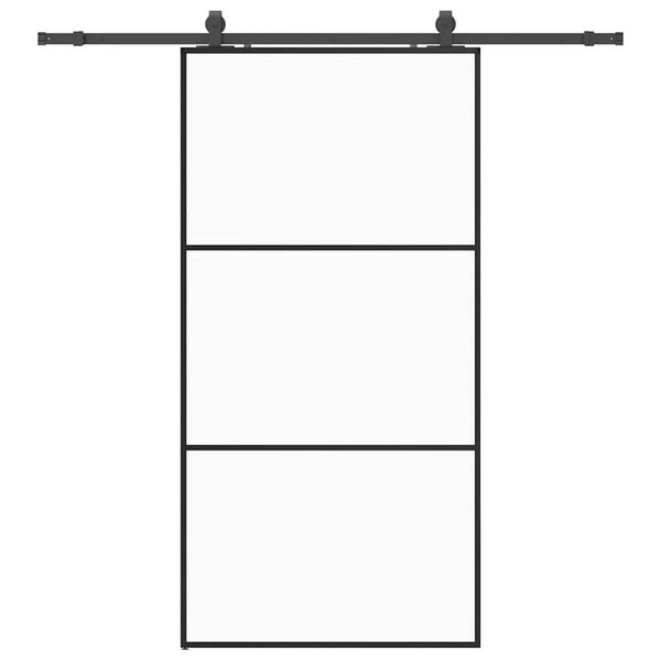 vidaXL Плъзгаща се врата с механизъм черна 102x205 см ESG стъкло