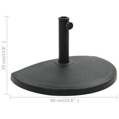 vidaXL Основа за чадър, полукръгла, полирезин, 15 кг, черна