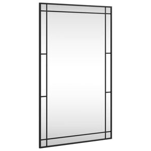 vidaXL Стенно огледало, черно, 60x100 см, правоъгълно, желязо