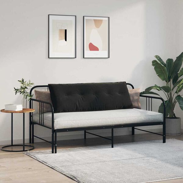 vidaXL Възглавница за гръб Черно 140 x 50 cm Кордюрова тъкан