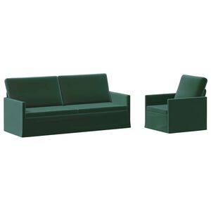 vidaXL Комплект дивани 2 pcs Тъмнозелено Кадифе