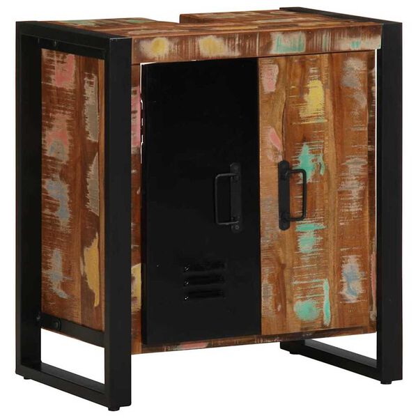 vidaXL Комплект мебели за баня 3 pcs Кафяво Солидно възстановено дърво