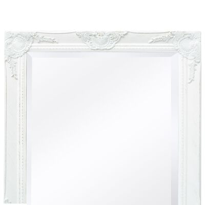 vidaXL Стенно огледало, бароков стил, 100x50 см, бяло