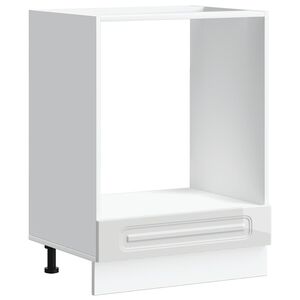 vidaXL Шкаф за фурна, Kalmar, бял гланц, инженерно дърво