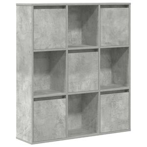 vidaXL Библиотека, бетонно сива, 89x24x101,5 см, инженерно дърво