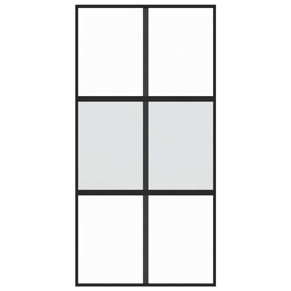 vidaXL Плъзгаща се врата черна 102,5x205 см закалено стъкло и алуминий