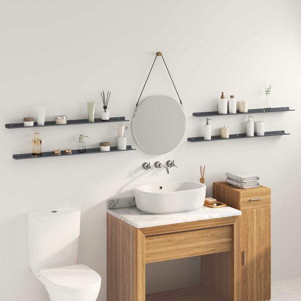 vidaXL Плаващ рафт 4 pcs Антрацит 100 x 9 x 2,5 см Стомана