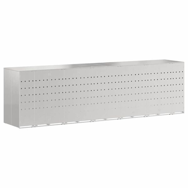 vidaXL Контейнер за съхранение на 3 коша Сребрист