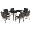 vidaXL Градински трапезен комплект 7 части с възглавници сив полиратан