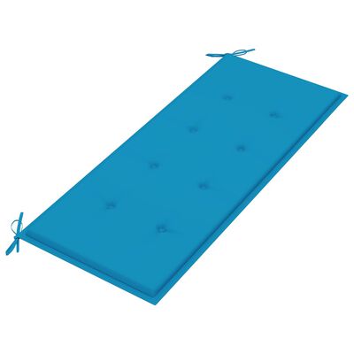vidaXL Градинска пейка със синьо шалте, 120 см, тик масив