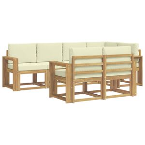 vidaXL Комплект дивани за открито 7 pcs Бяло и кремаво Полиестер
