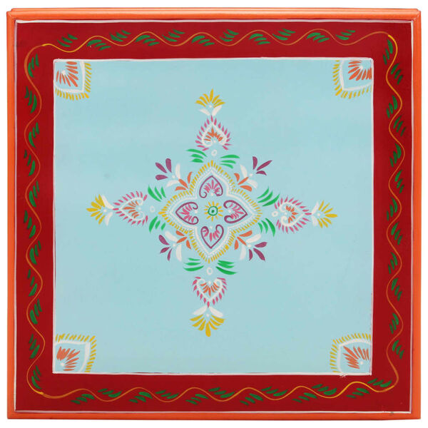 vidaXL Маса за кафе, синя, ръчно рисувана, мангово дърво масив