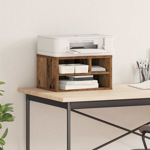 vidaXL Стойка за принтер Старо дърво 40 x 32 x 22,5 см Инженерно дърво