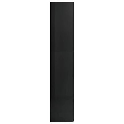 vidaXL Шкаф за съхранение, черно със силен гланц, 80x35,5x180 см, ПДЧ