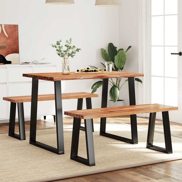 vidaXL Трапезен комплект от 3 части с жив ръб акациево дърво масив