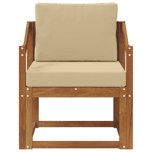 vidaXL Външен диван Солидно акациево дърво и полиестер Естествен