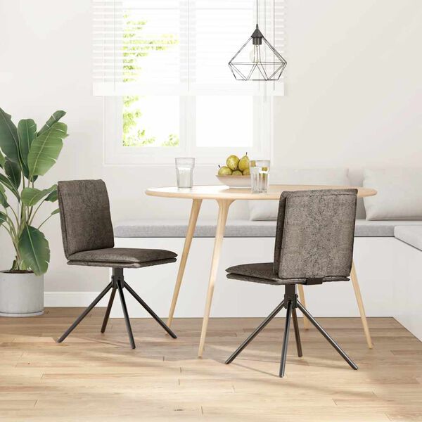 vidaXL Трапезен стол, тъмносив, изкуствен велур