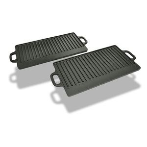 vidaXL Чугунени плочи за печене с две лица, 38x23 см - 2 бр