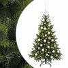 vidaXL Изкуствена коледна елха с топки 120 см 150 LED светодиода