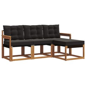 vidaXL Комплект дивани за открито 4 pcs Естествено и черно