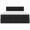 vidaXL Легло с място за съхранение и LED Черно 140 x 200 cm текстил