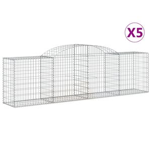 vidaXL Габионни кошници арка 5 бр 300x50x80/100 см поцинковано желязо