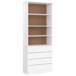 vidaXL Библиотека с чекмеджета ALTA, бяла, 77x35x186,5 см, бор масив