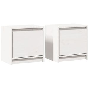 vidaXL Нощни шкафчета, 2 бр, бели, 40x30,5x40 см, бор масив