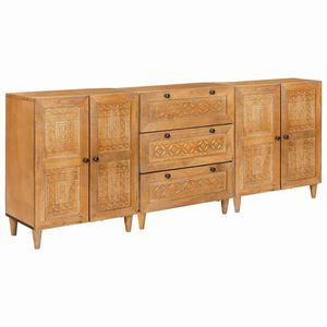 vidaXL Служебен шкаф 3 бр. 180 x 33,5 x 75 см мангово дърво масив