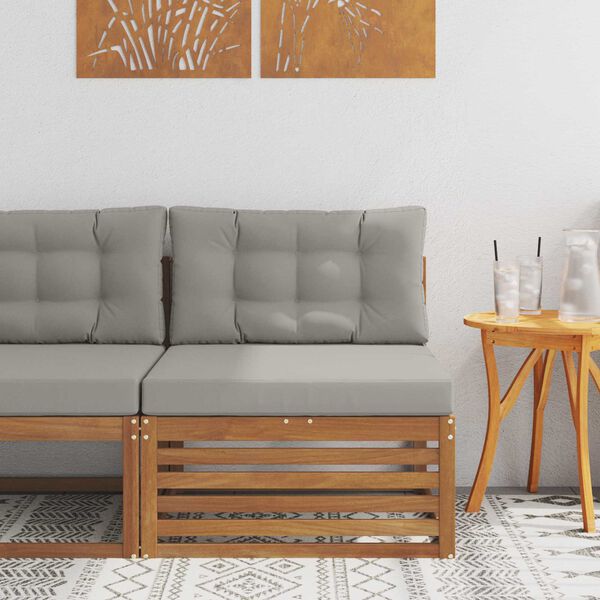 vidaXL Външен среден диван Солидно акациево дърво Естествен