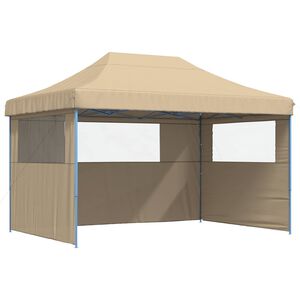 vidaXL Парти шатър 279 x 410 x 315 см Бежово Оксфордска тъкан